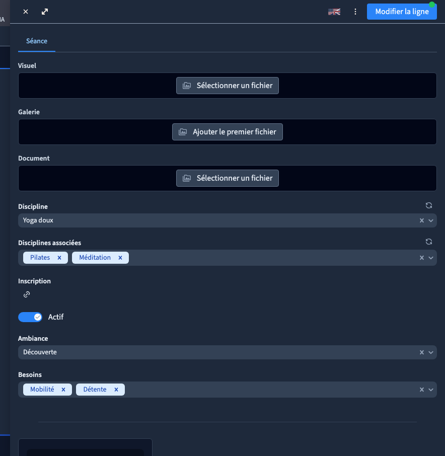 Choix simple, choix multiple et interrupteur dans la fiche.
