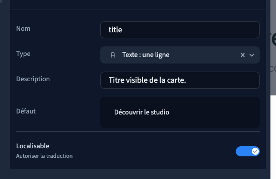 Activer la traduction du titre dans les réglages de la propriété.