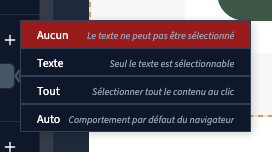 Le choix dans la liste des valeurs.