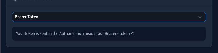 Le type Bearer Token attend ensuite un jeton privé.