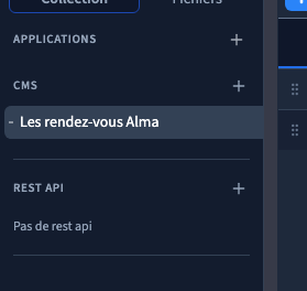 Les collections du site et les connexions externes occupent des sections distinctes.