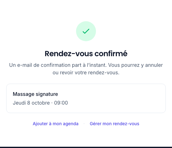 Le résultat de la réservation
