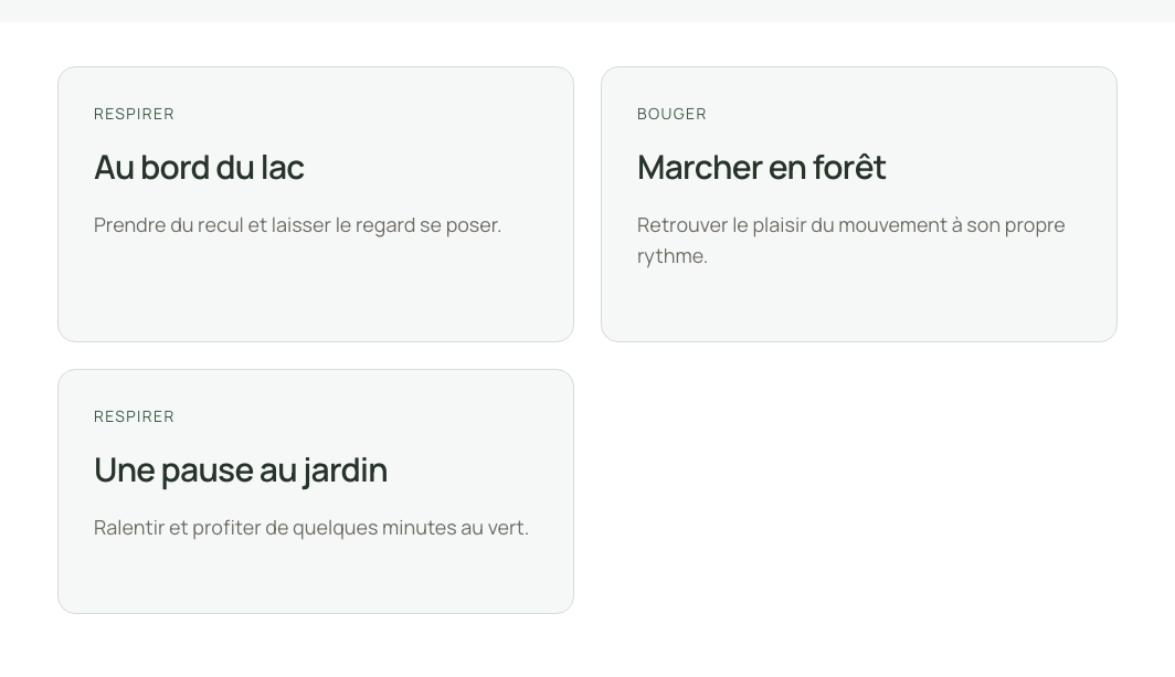 Après le chargement, les trois escapades restent présentes une seule fois.