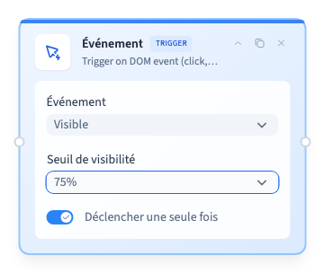 Le seuil de 75 % et le déclenchement unique activé.