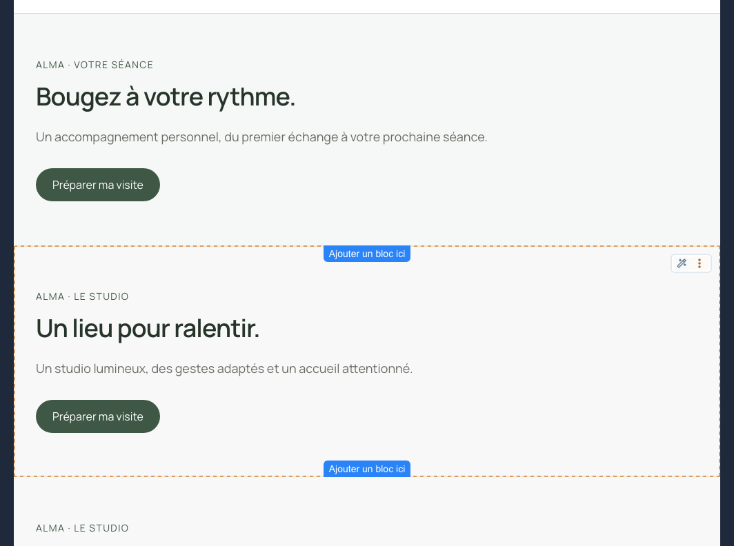 Une copie est ajoutée après la section.