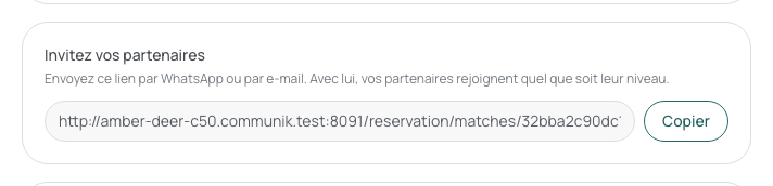 L’organisateur retrouve le lien d’invitation.