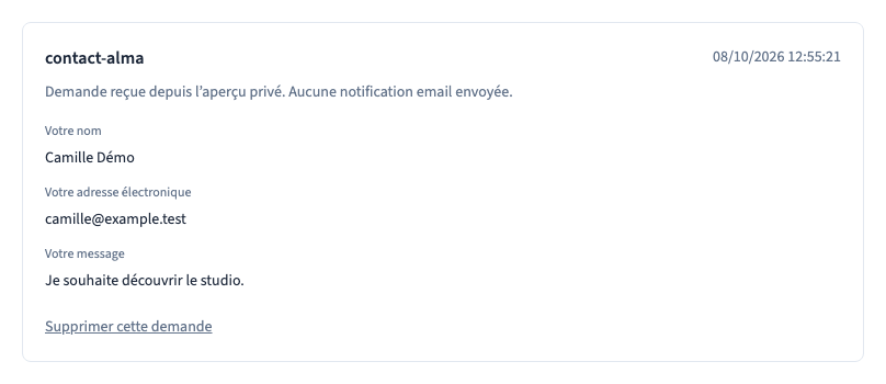 Les réponses et l’état de notification dans la même demande.