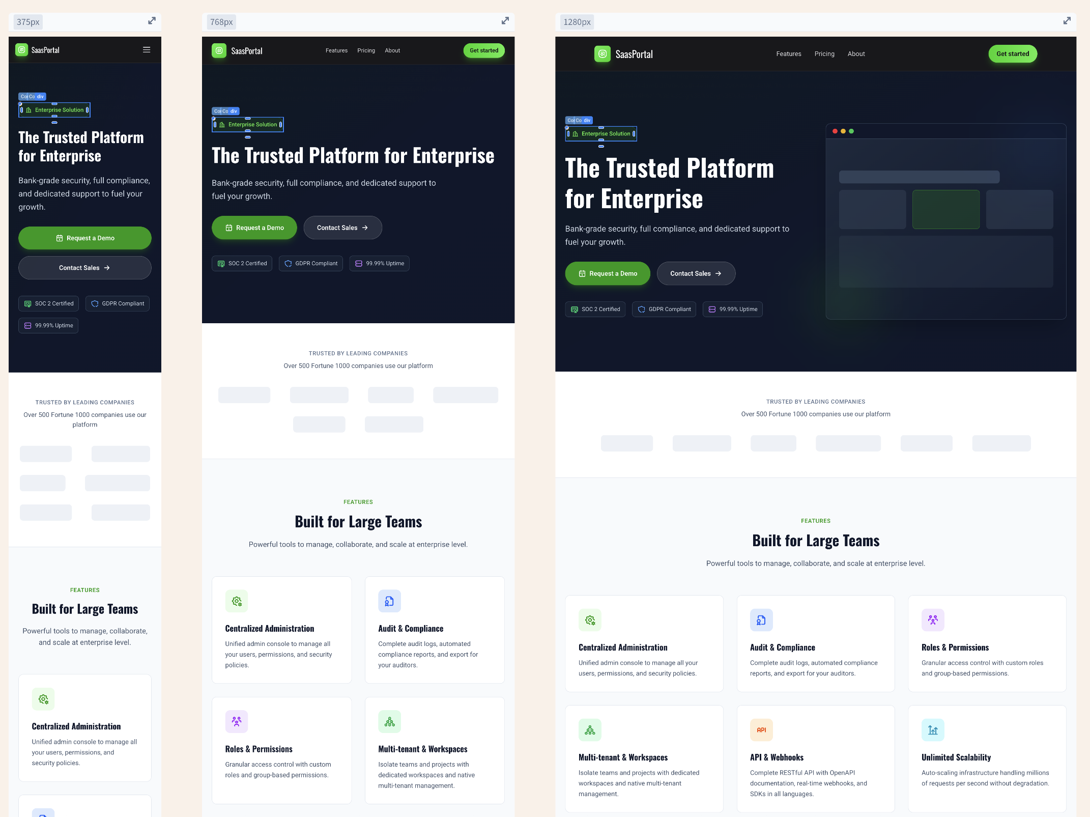 Responsive screenshot
