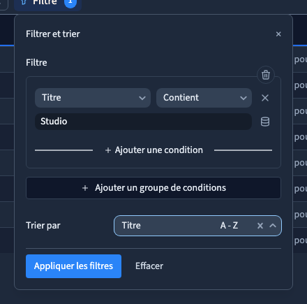 Le tri détermine l’ordre du tableau.