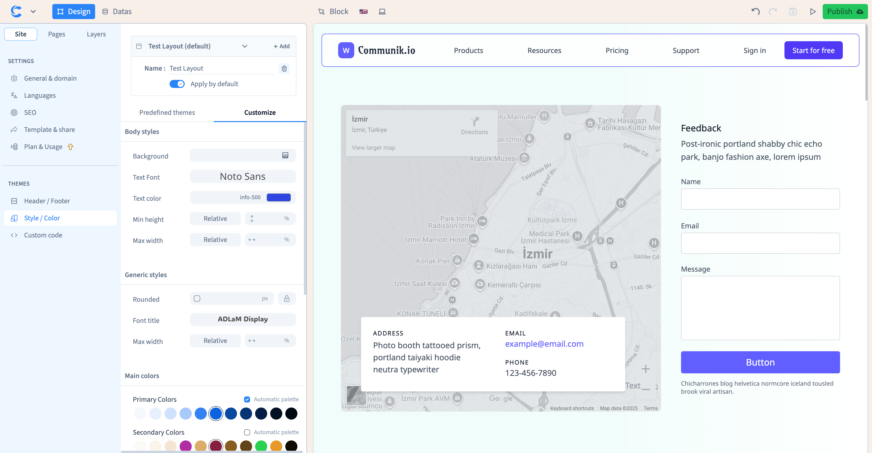 Aperçu de l’éditeur communik.io