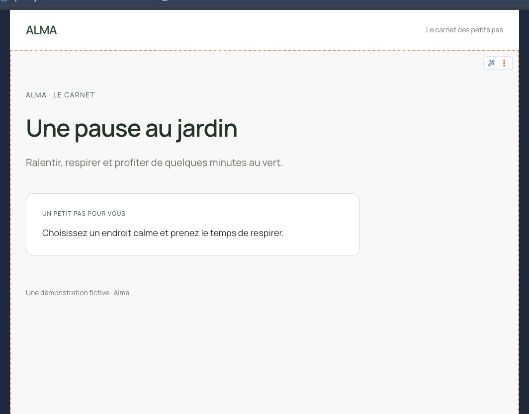 La fiche du jardin apporte son titre, son introduction et son conseil.
