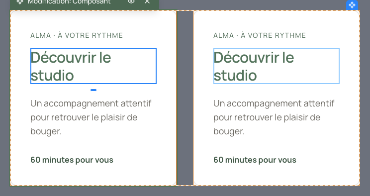 Deux cartes partagent la couleur du modèle commun.