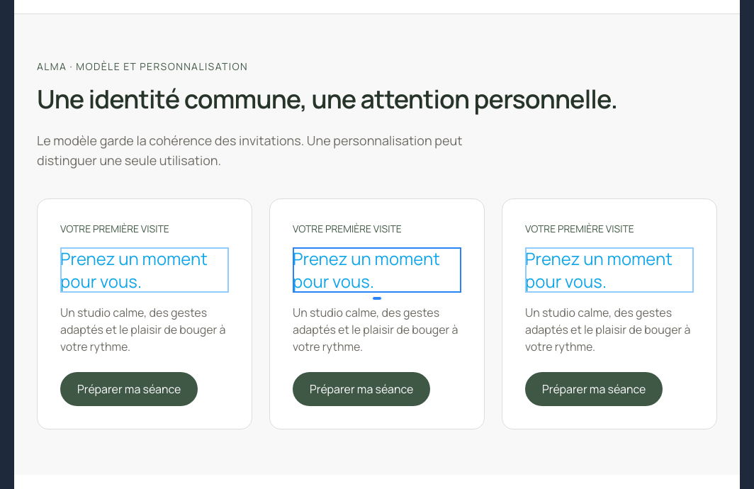 Les trois titres reprennent la couleur du modèle.